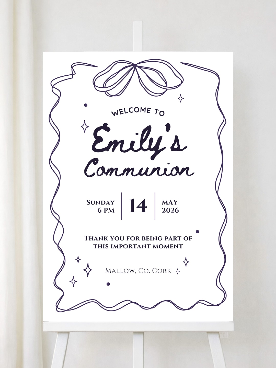 Personalised Sparkle Frame First Holy Communion Welcome Sign