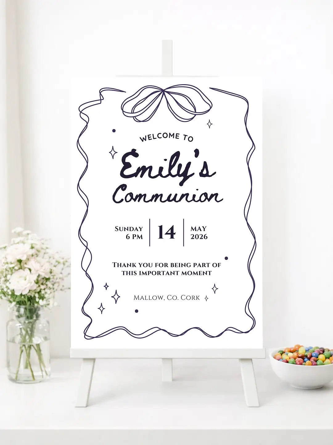 Personalised communion welcome sign