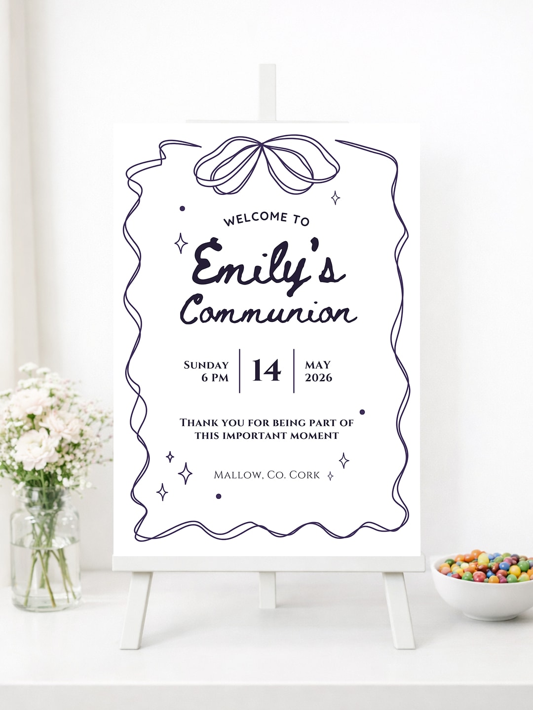 Personalised Sparkle Frame First Holy Communion Welcome Sign