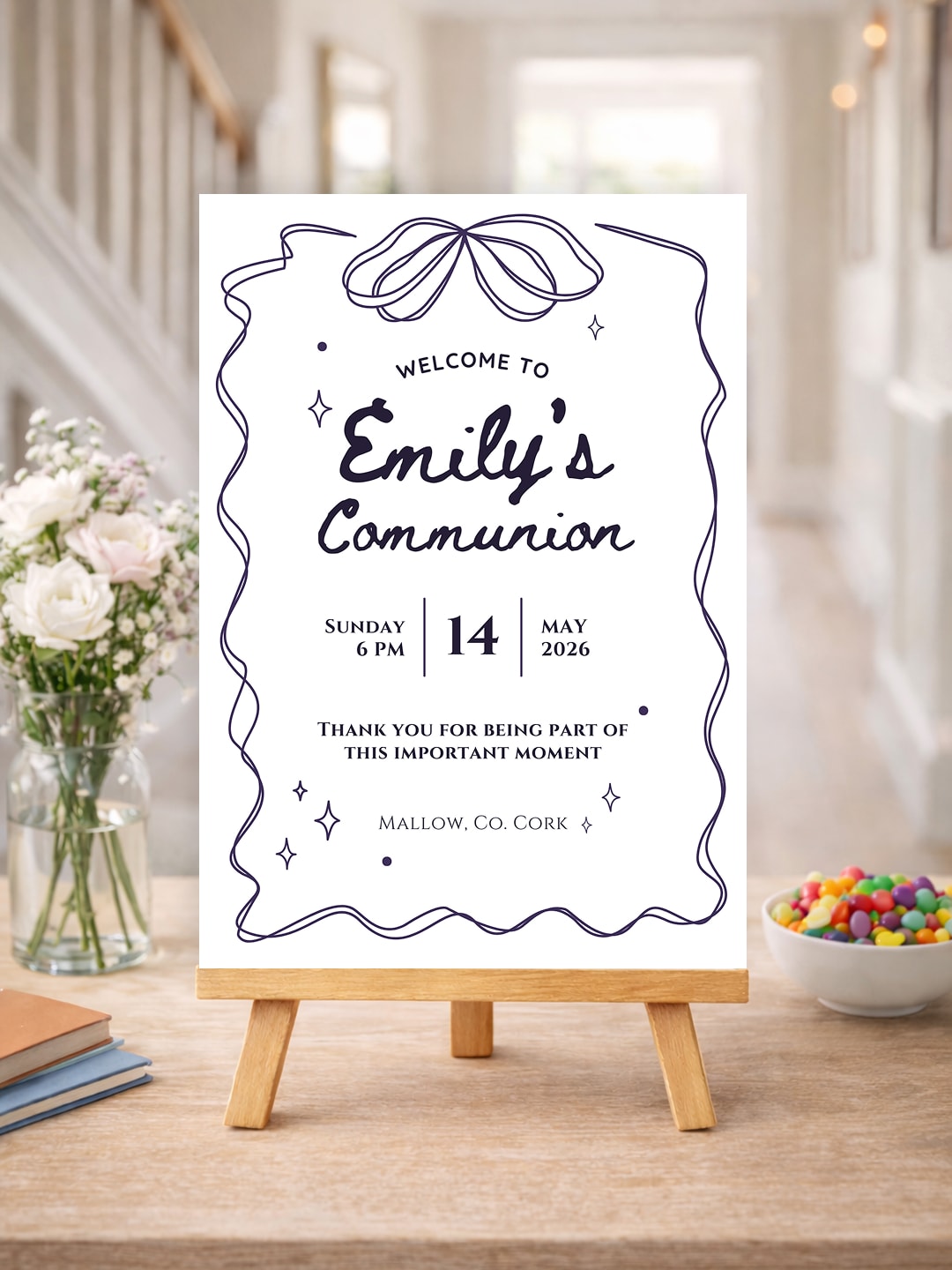 Personalised Sparkle Frame First Holy Communion Welcome Sign