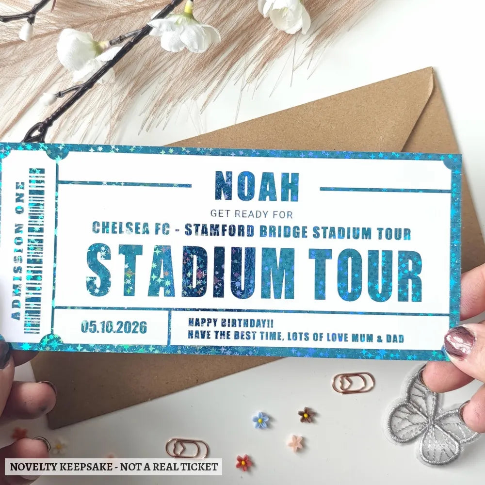 Personalised Stamford Bridge Stadium Tour Ticket Gift | Chelsea FC Birthday Surprise - stadium tour, stadium tour
