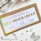 Personalised Theatre Show Ticket Reveal | Musical Show Surprise | West End & Beyond - rainbow holographic foil,