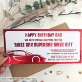 Personalised Three Car Supercar Drive Gift Ticket | Birthday Surprise for Him - experience gifts, three car supercar,