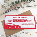 Personalised Three Car Supercar Drive Gift Ticket | Birthday Surprise for Him - experience gifts, three car supercar,