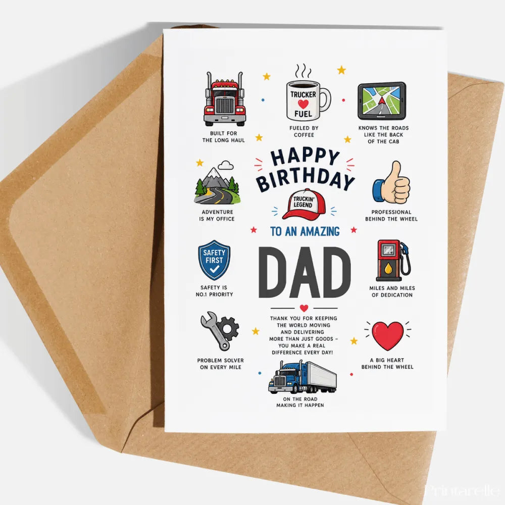 Personalised Truck Driver Birthday Card - truck driver, personalised truck driver, truck driver birthday, driver