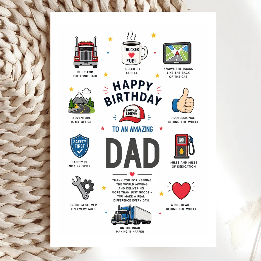 Personalised Truck Driver Birthday Card - truck driver, personalised truck driver, truck driver birthday, driver