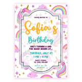 Personalised Unicorn Birthday Party Invitation - unicorn birthday, unicorn birthday party, birthday party invitation,