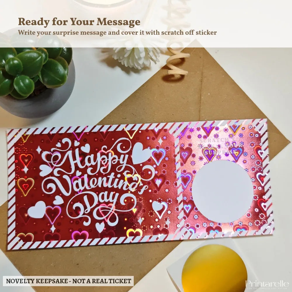 Personalised Valentine Scratch Ticket – Foil Surprise Reveal - personalised valentine scratch, valentine scratch