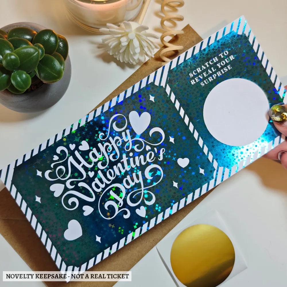 Personalised Valentine Scratch Ticket – Foil Surprise Reveal - personalised valentine scratch, valentine scratch