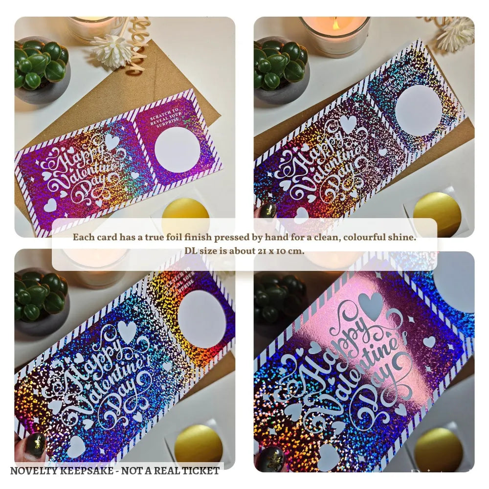 Personalised Valentine Scratch Ticket – Foil Surprise Reveal - personalised valentine scratch, valentine scratch