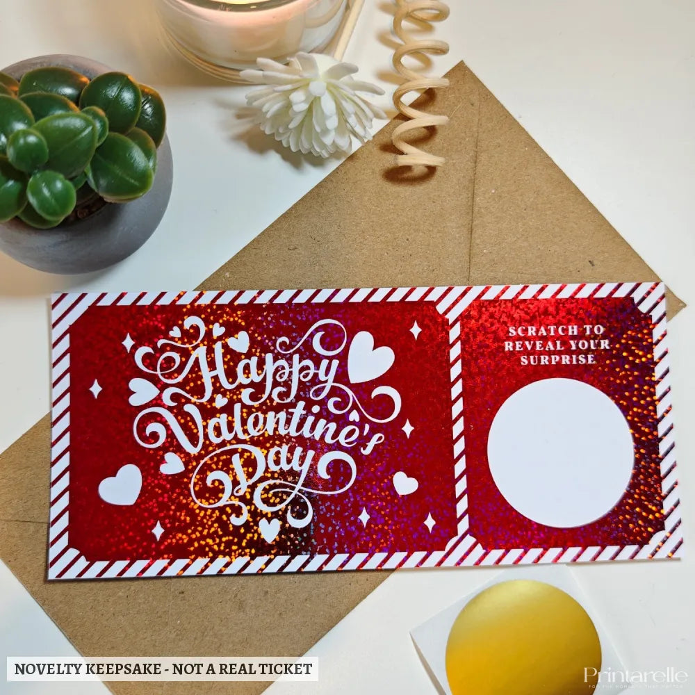 Personalised Valentine Scratch Ticket – Foil Surprise Reveal - personalised valentine scratch, valentine scratch