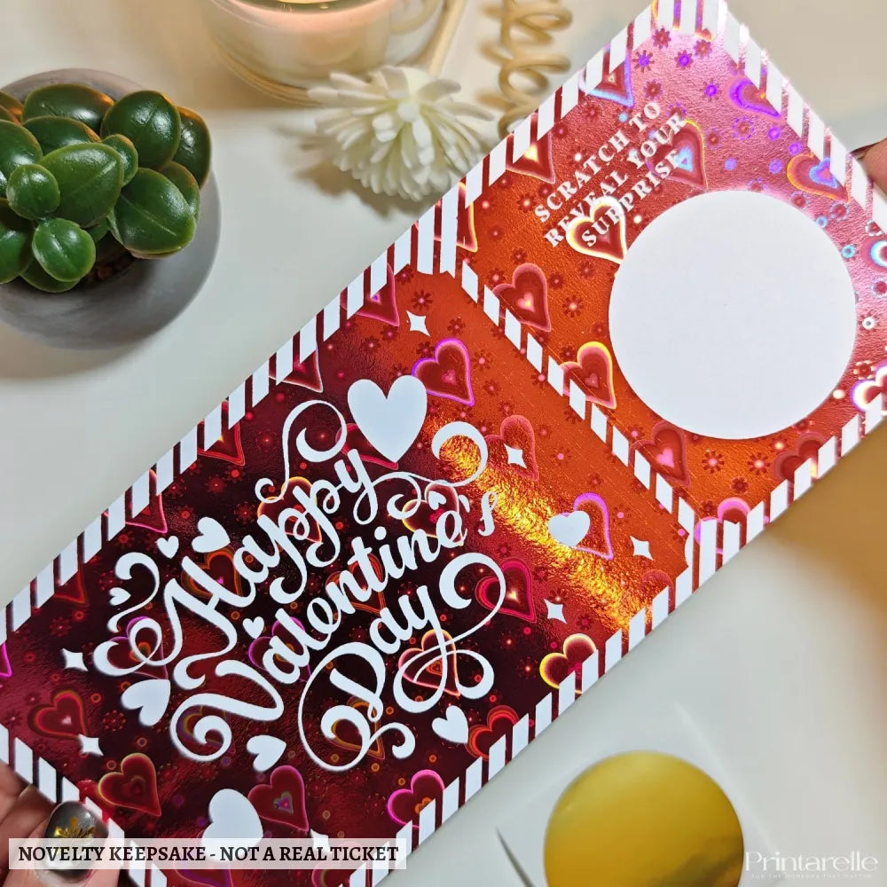 Personalised Valentine Scratch Ticket – Foil Surprise Reveal - personalised valentine scratch, valentine scratch