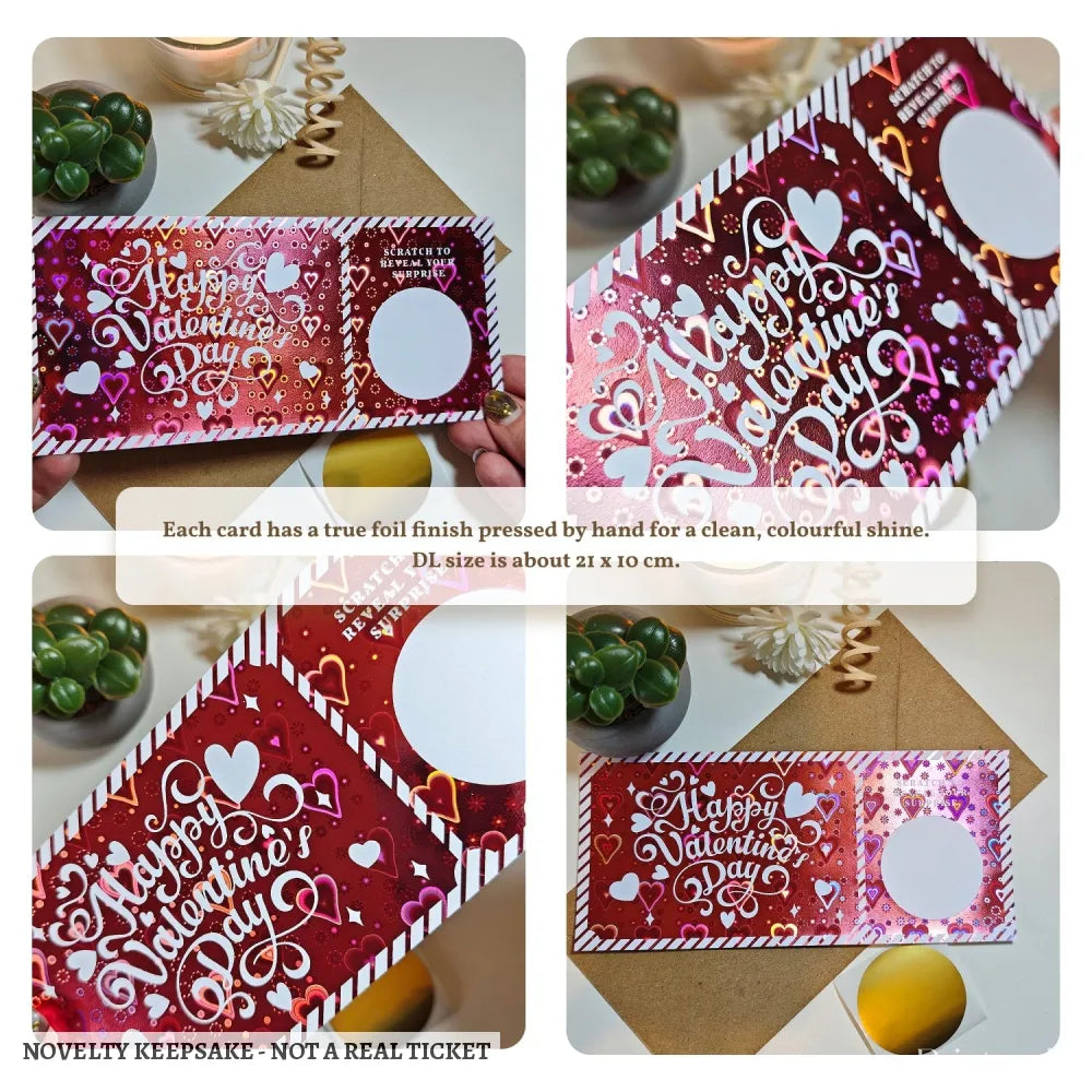 Personalised Valentine Scratch Ticket – Foil Surprise Reveal - personalised valentine scratch, valentine scratch