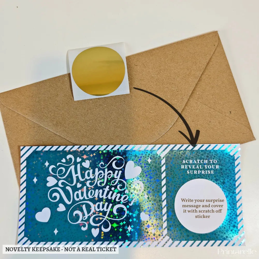 Personalised Valentine Scratch Ticket – Foil Surprise Reveal - personalised valentine scratch, valentine scratch