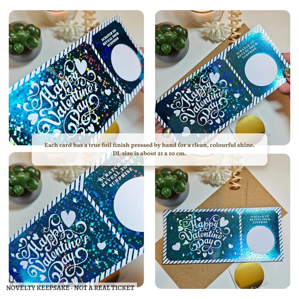 Personalised Valentine Scratch Ticket – Foil Surprise Reveal - personalised valentine scratch, valentine scratch