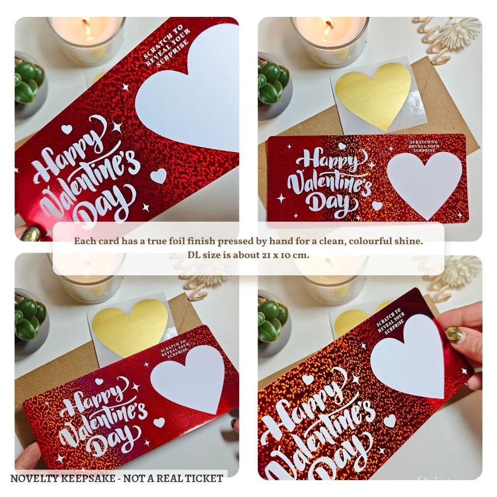 Personalised Valentine Scratch Ticket - personalised valentine scratch, surprise reveals, real foil, personalized foil