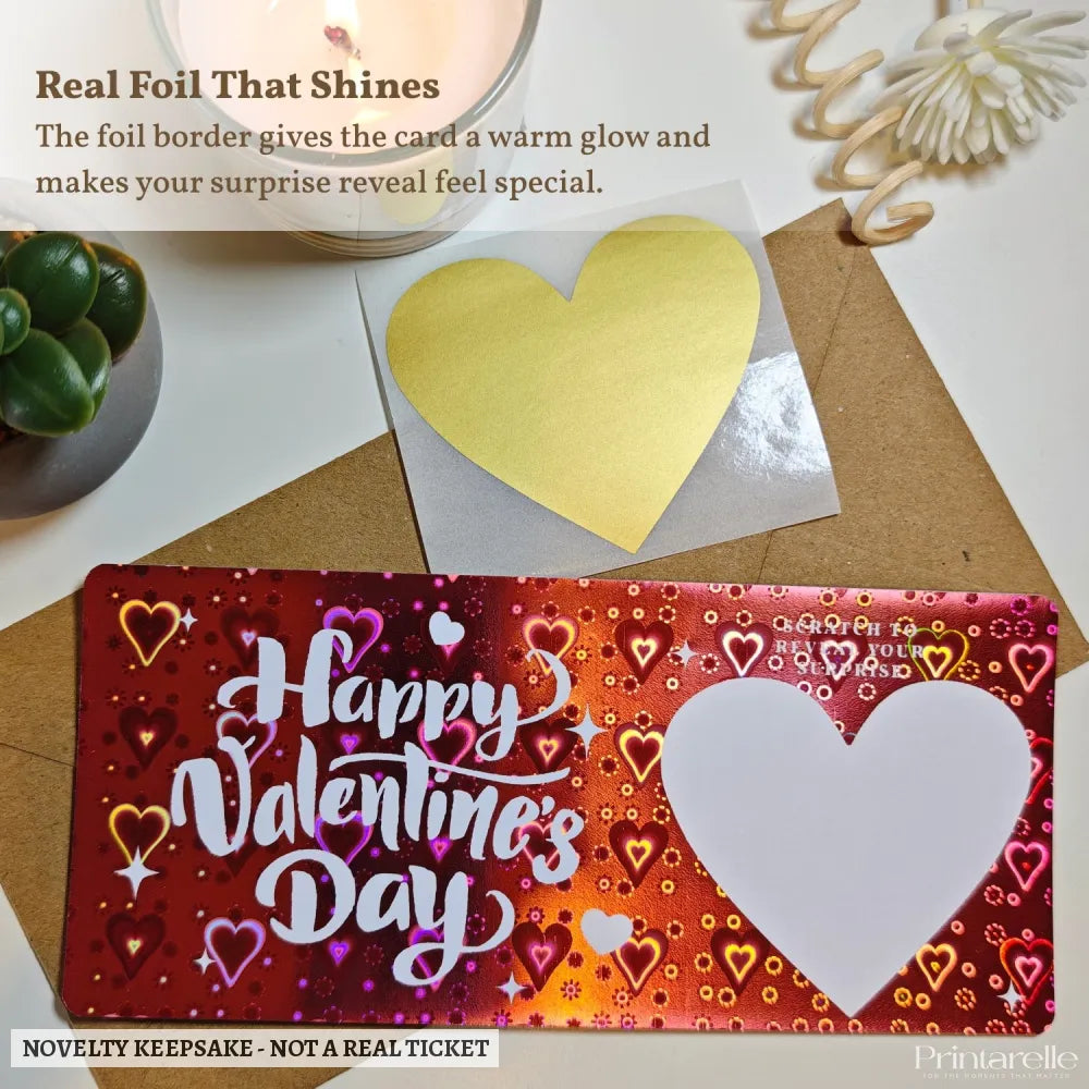 Personalised Valentine Scratch Ticket - personalised valentine scratch, surprise reveals, real foil, personalized foil