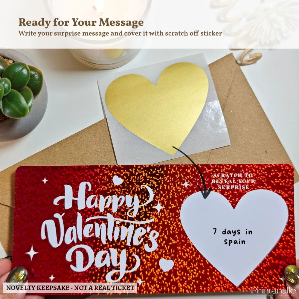 Personalised Valentine Scratch Ticket - personalised valentine scratch, surprise reveals, real foil, personalized foil
