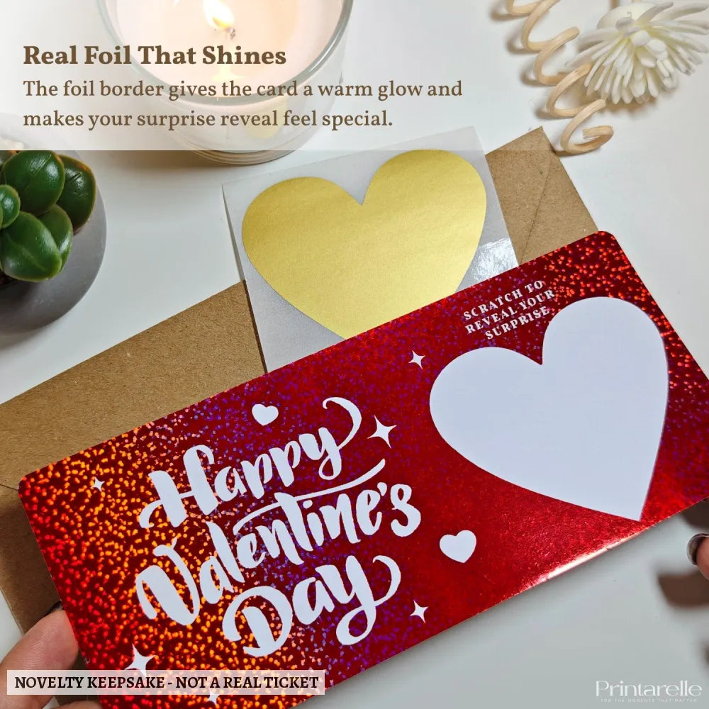 Personalised Valentine Scratch Ticket - personalised valentine scratch, surprise reveals, real foil, personalized foil