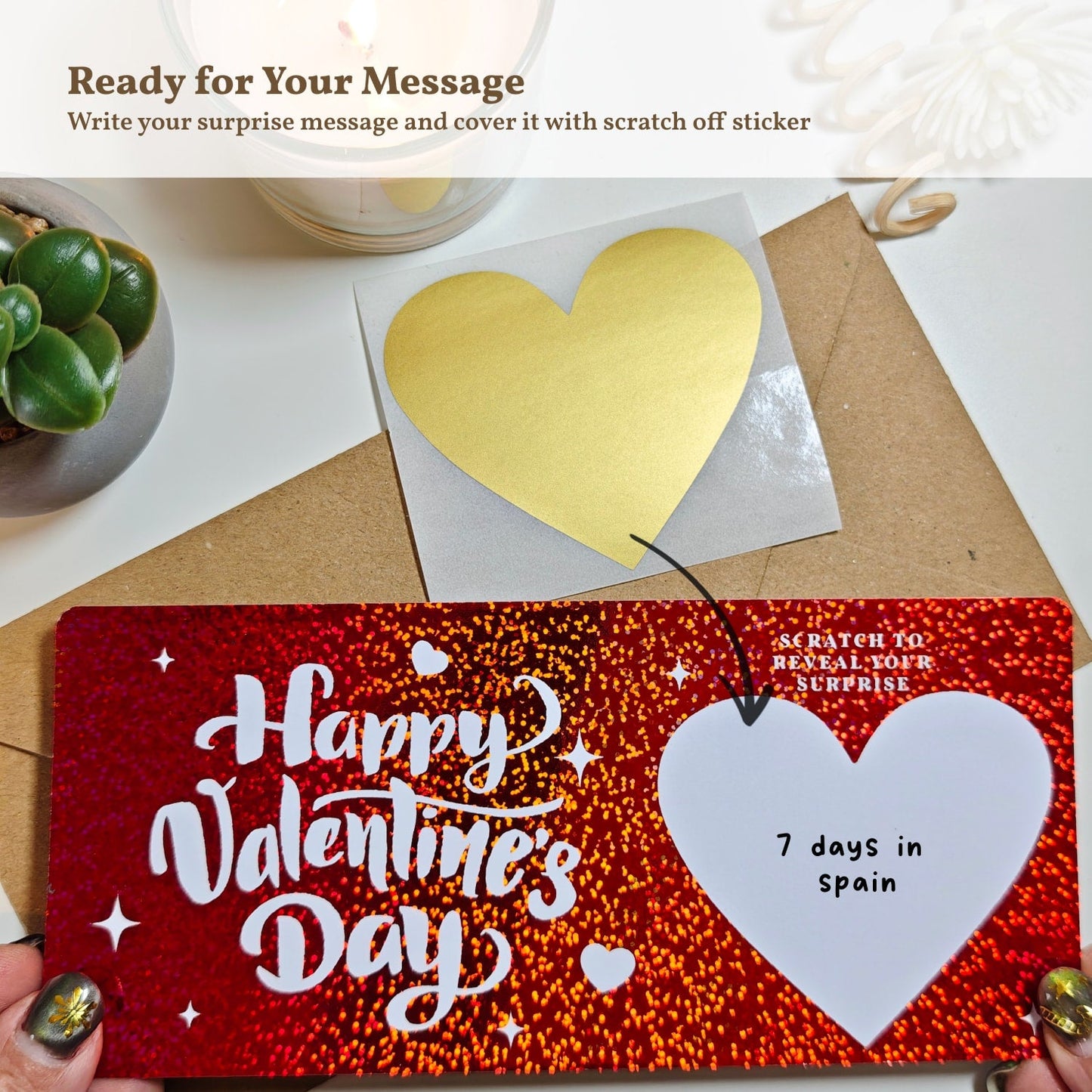 Personalised Valentine Scratch Ticket - Foil Ticket - Printarelle