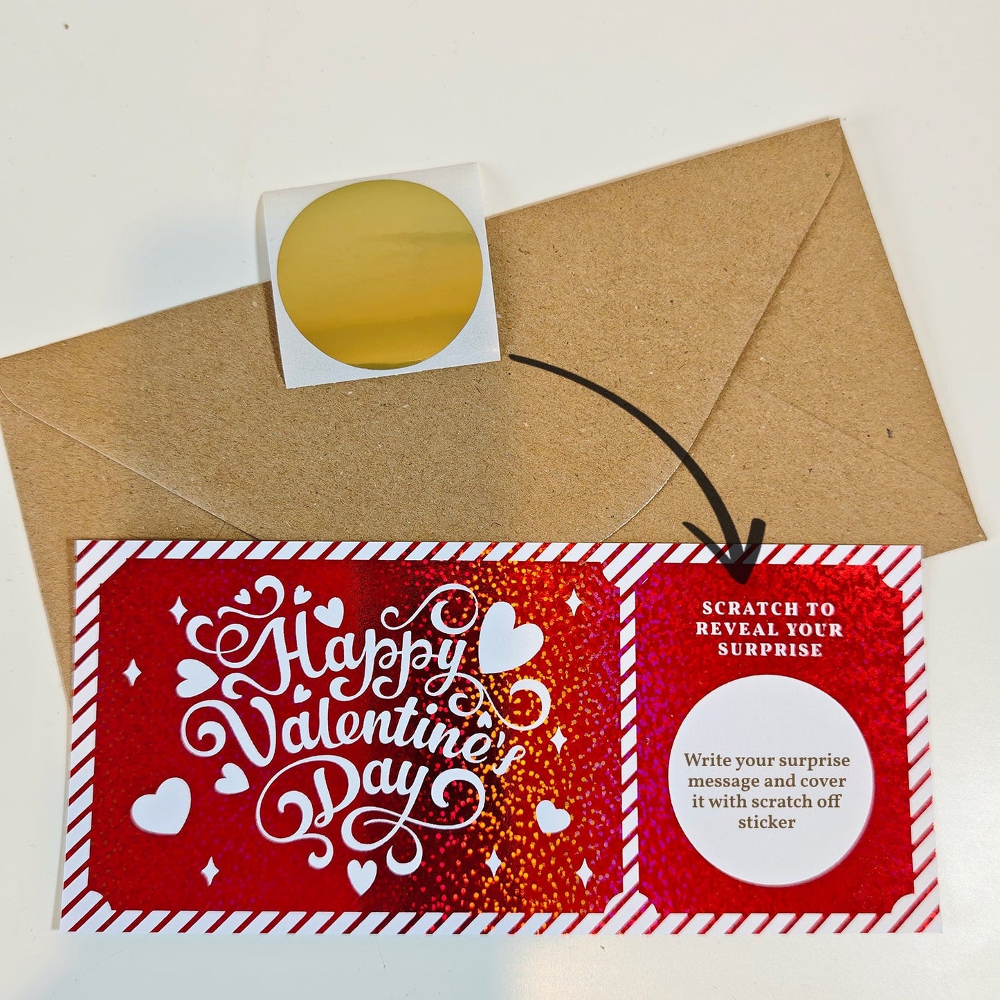 Personalised Valentine Scratch Ticket – Foil Surprise Reveal - Foil Ticket - Printarelle
