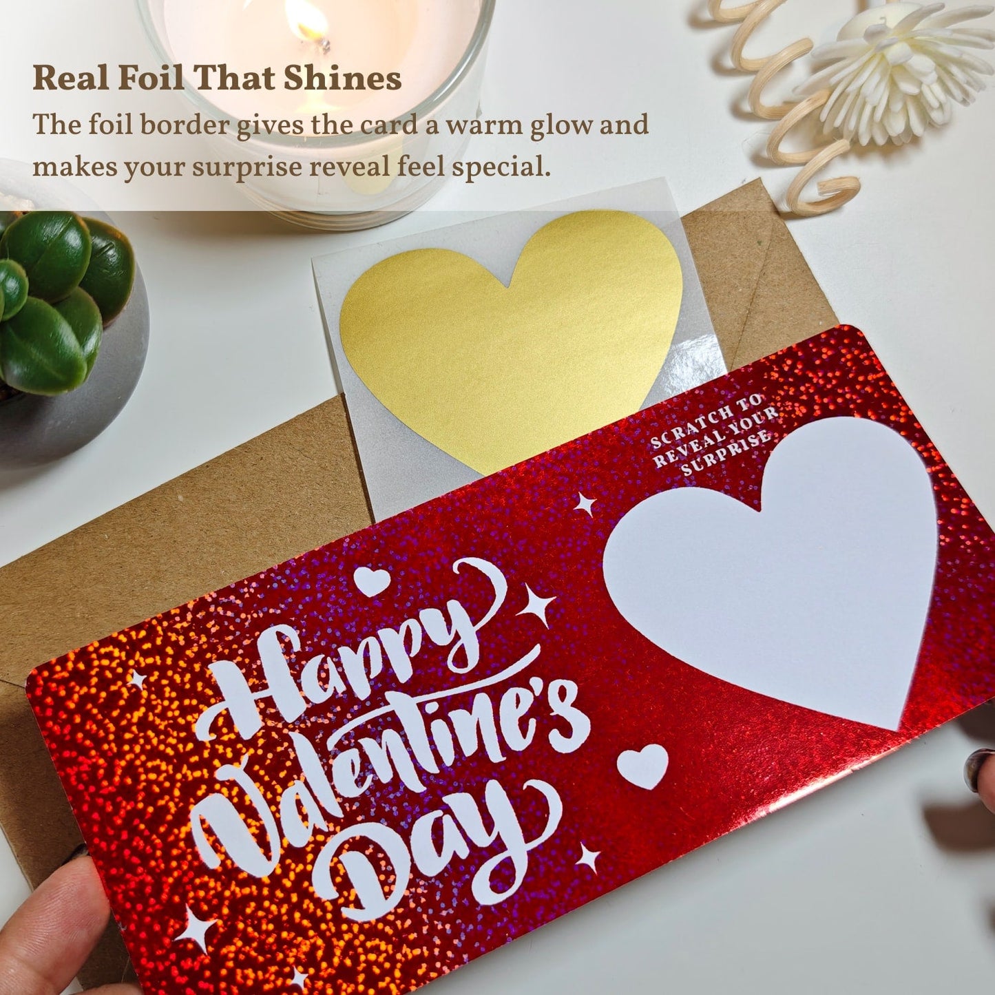 Personalised Valentine Scratch Ticket - Red Glitter Foil Ticket - Printarelle