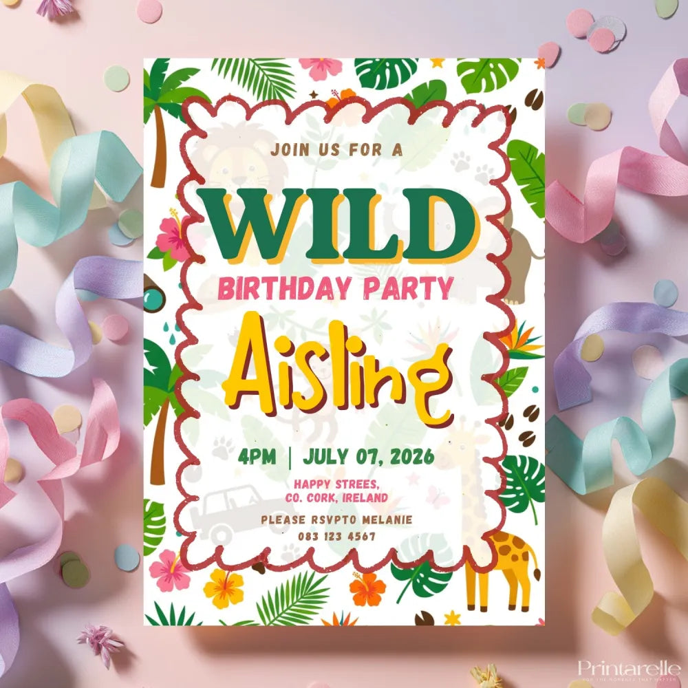 Personalised Wild Jungle Birthday Party Invitation - wild jungle, wild jungle birthday, birthday party, jungle