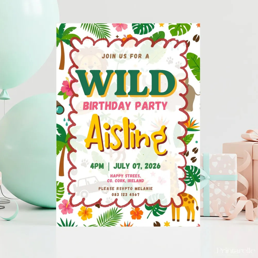 Personalised Wild Jungle Birthday Party Invitation - wild jungle, wild jungle birthday, birthday party, jungle