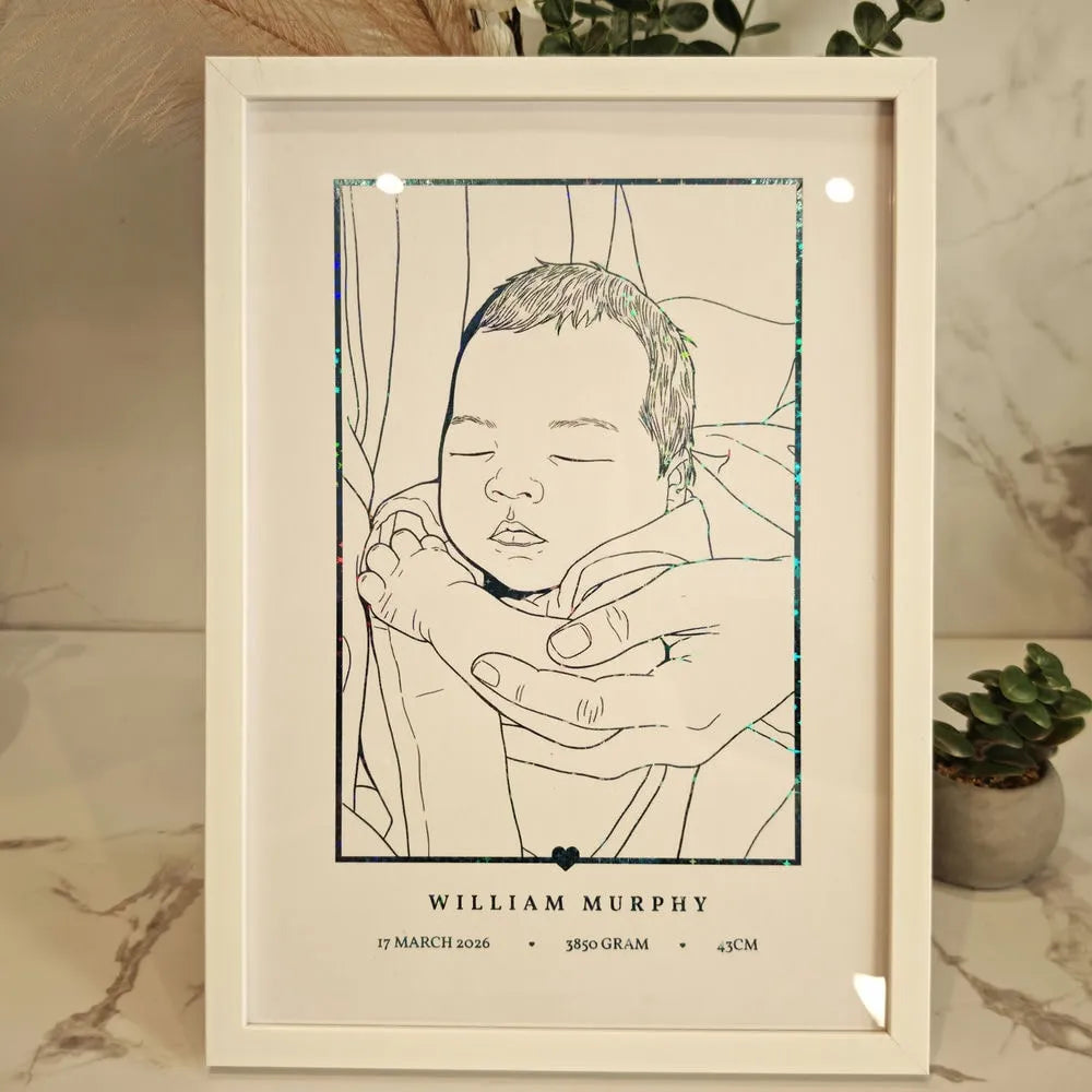 Personalized A4 Foiled Print - Custom Photo Line Art Portrait - Personalized Prints - Printarelle