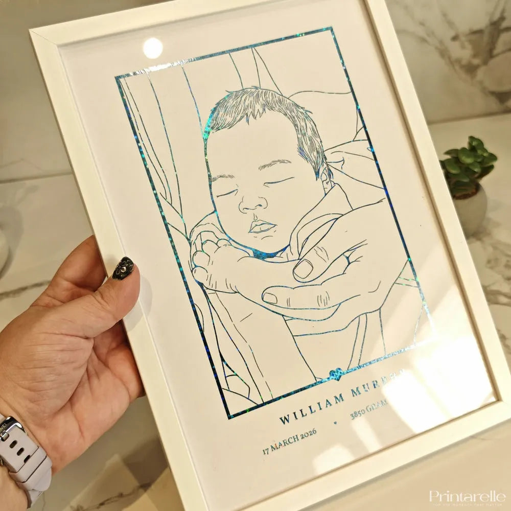 Personalized A4 Foiled Print - Custom Photo Line Art Portrait - Personalized Prints - Printarelle