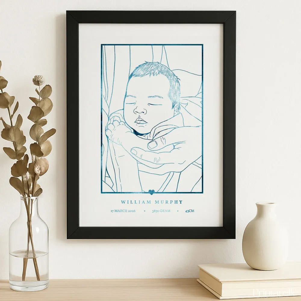 Personalized A4 Foiled Print - Custom Photo Line Art Portrait - Personalized Prints - Printarelle