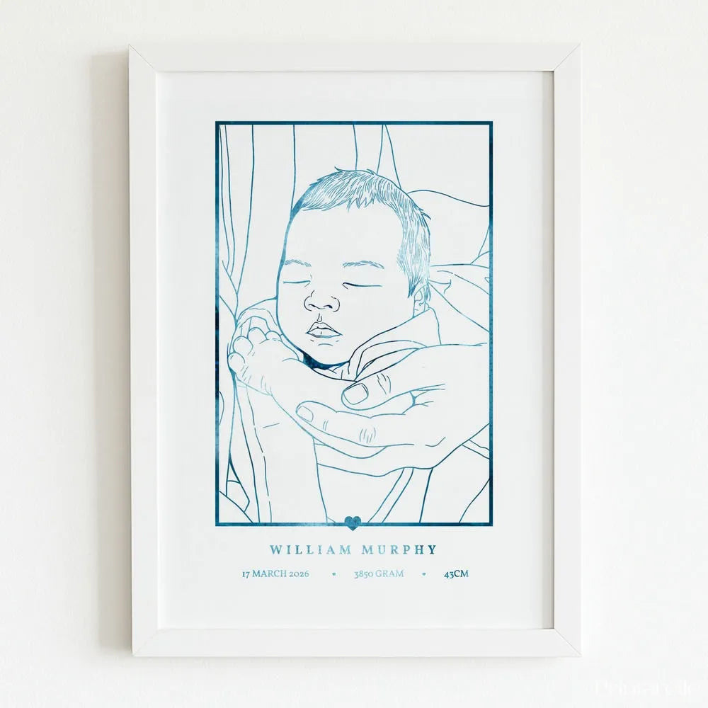 Personalized A4 Foiled Print - Custom Photo Line Art Portrait - Personalized Prints - Printarelle