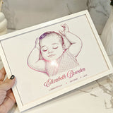 Personalized A4 Pink Foiled Print - Custom Baby Girl Line Art Portrait - Personalized Prints - Printarelle