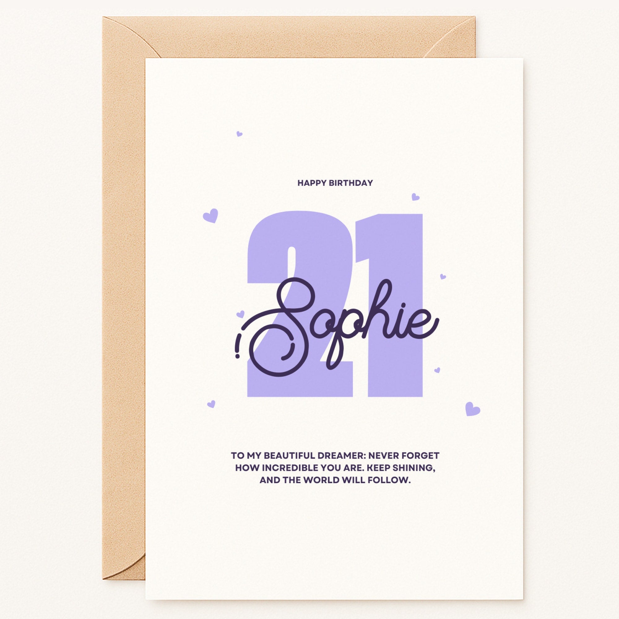 Personalized Custom Age Birthday Card | Any Name & Milestone | "Beautiful Dreamer" A6/A5 - Printarelle