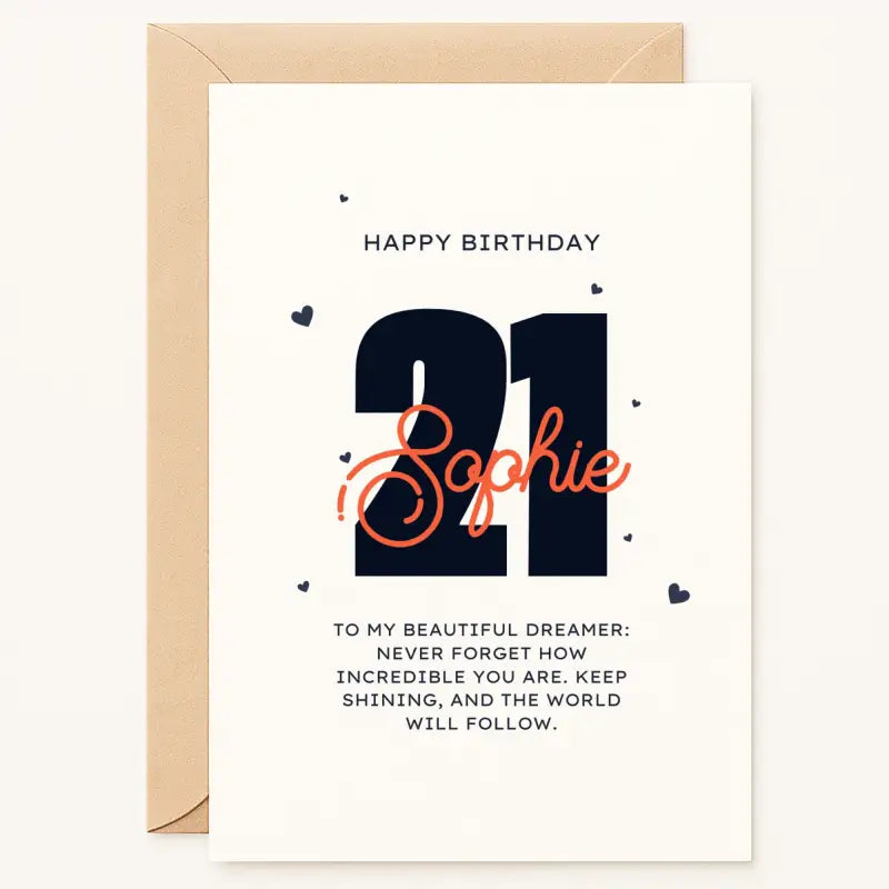 Personalized Custom Age Birthday Card | Any Name & Milestone | "Beautiful Dreamer" A6/A5 - Printarelle