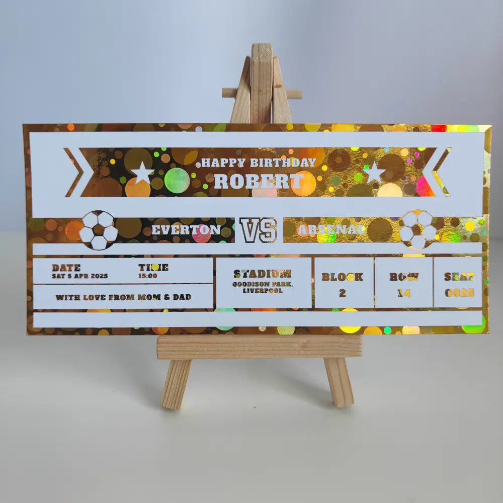 Personalized Foil Football Ticket | Custom Soccer Gift - Foil Ticket