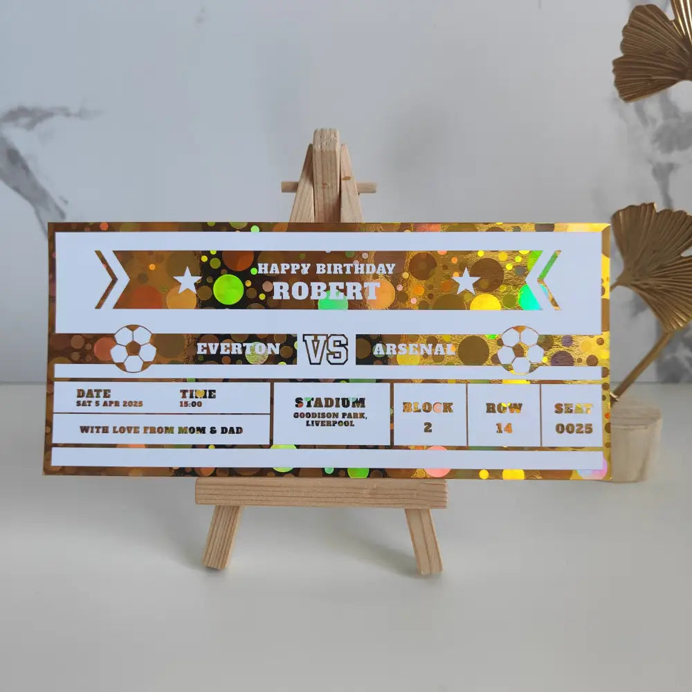 Personalized Foil Football Ticket | Custom Soccer Gift - Foil Ticket