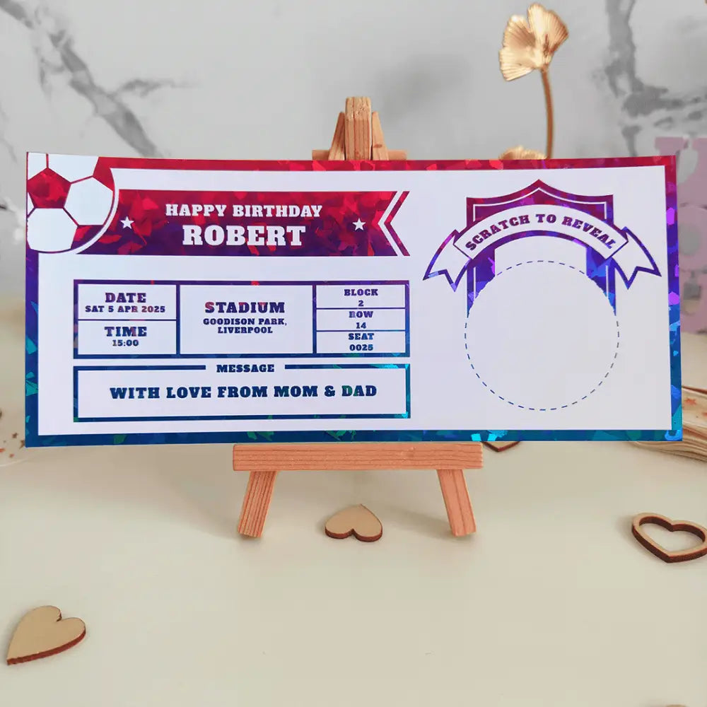 Personalized Foil Football Ticket | Scratch-Off Match Day Gift - Foil Ticket