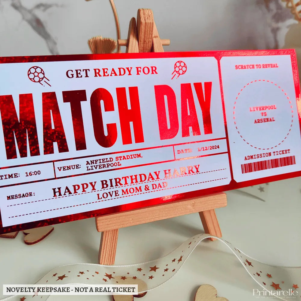 Personalized Foil Match Ticket | Football Scratch-Off Surprise - reveal tickets, personalized foil match, luxury foil,