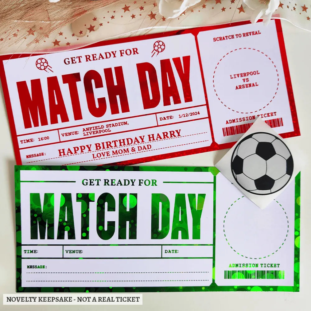 Personalized Foil Match Ticket | Football Scratch-Off Surprise - reveal tickets, personalized foil match, luxury foil,