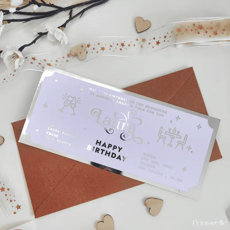 Personalized Foil Romantic Dinner Date Ticket - Foil Ticket