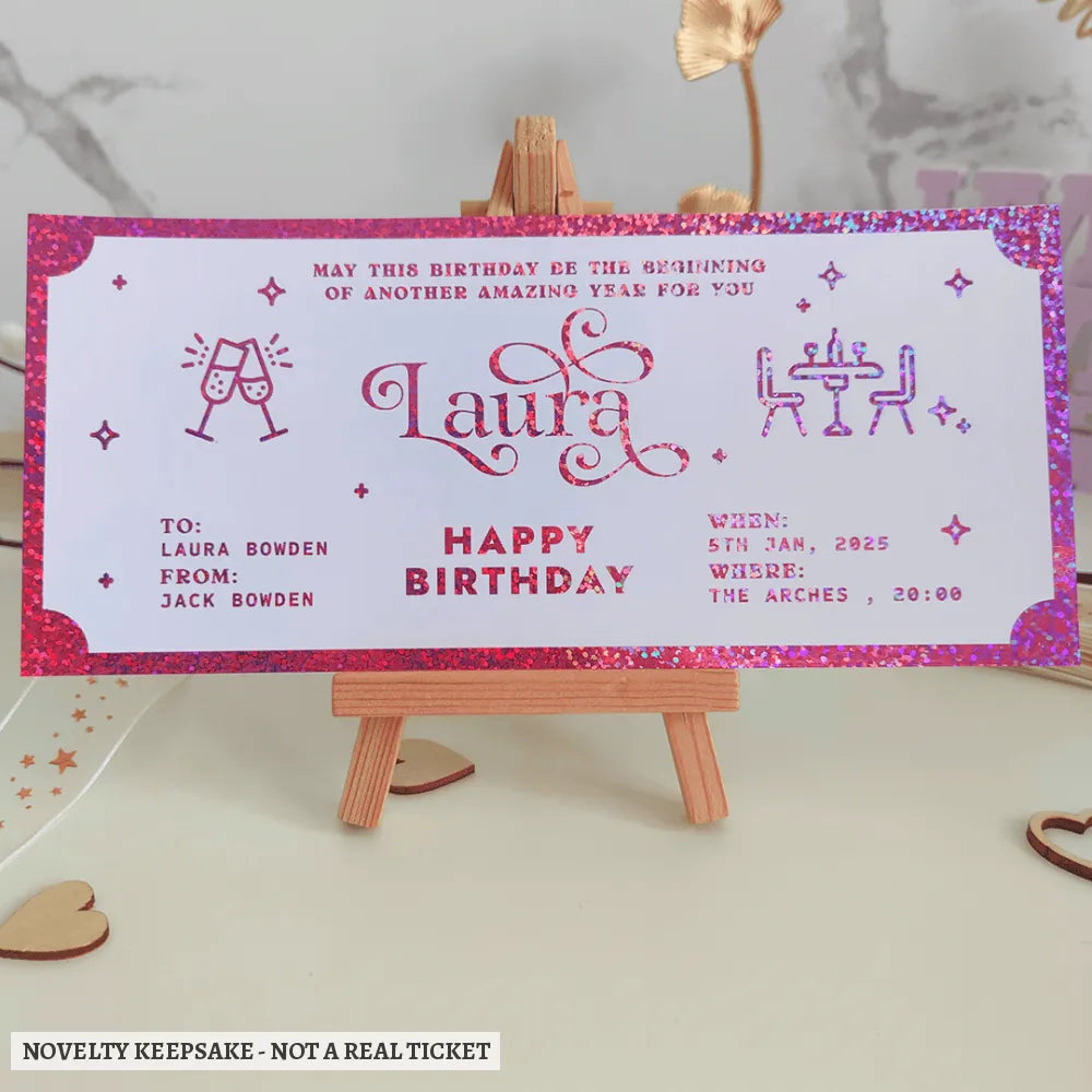 Personalized Foil Romantic Dinner Date Ticket - romantic dinner date, personalized foil romantic, dinner ticket,
