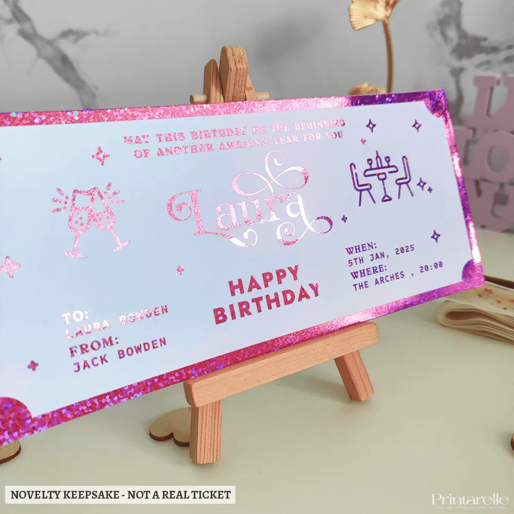 Personalized Foil Romantic Dinner Date Ticket - romantic dinner date, personalized foil romantic, dinner ticket,