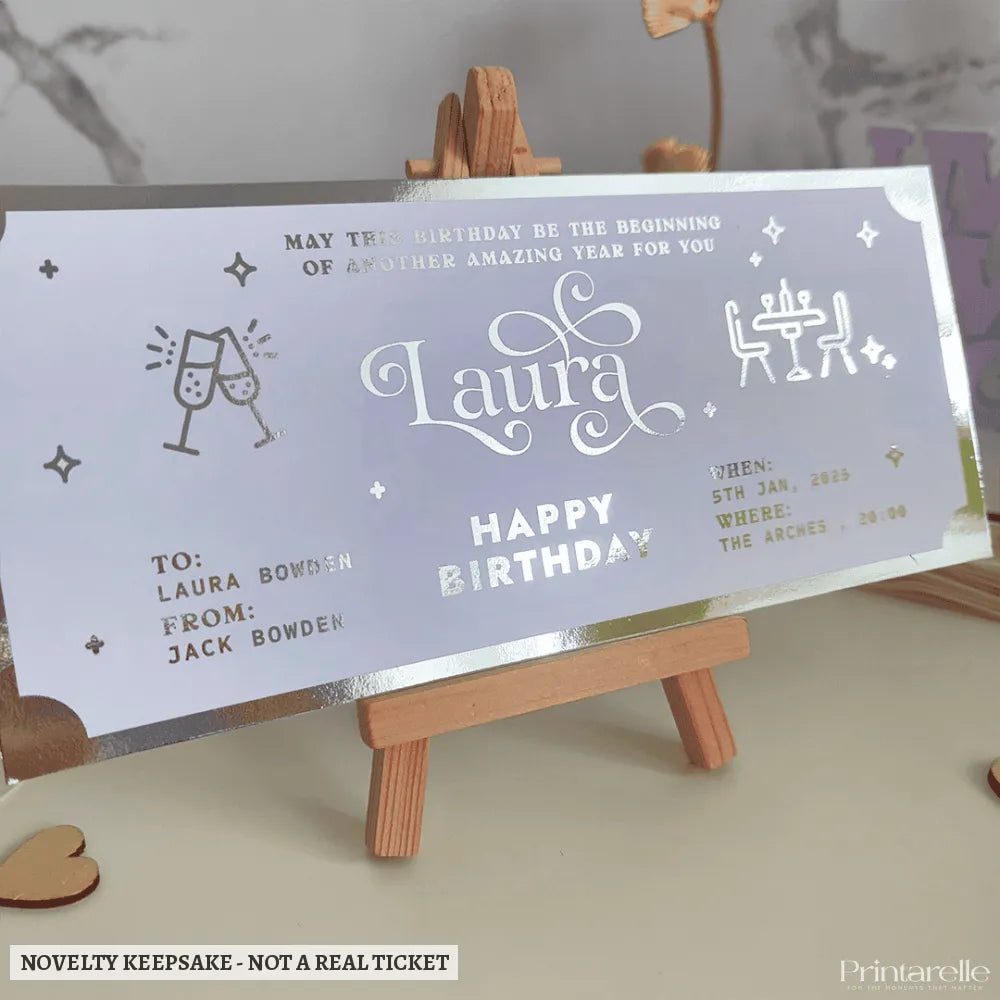 Personalized Foil Romantic Dinner Date Ticket - romantic dinner date, personalized foil romantic, dinner ticket,