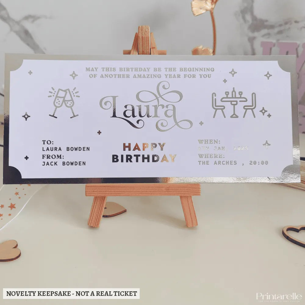 Personalized Foil Romantic Dinner Date Ticket - romantic dinner date, personalized foil romantic, dinner ticket,