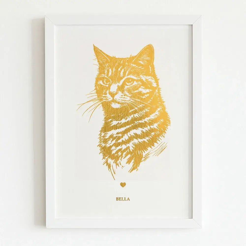 personalised pet line art cat and dog portrait foil print printarelle