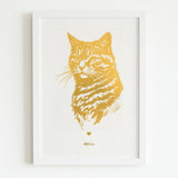 Personalized Gold Foiled Pet Print - Custom Cat & Dog Portrait - Personalized Prints - Printarelle
