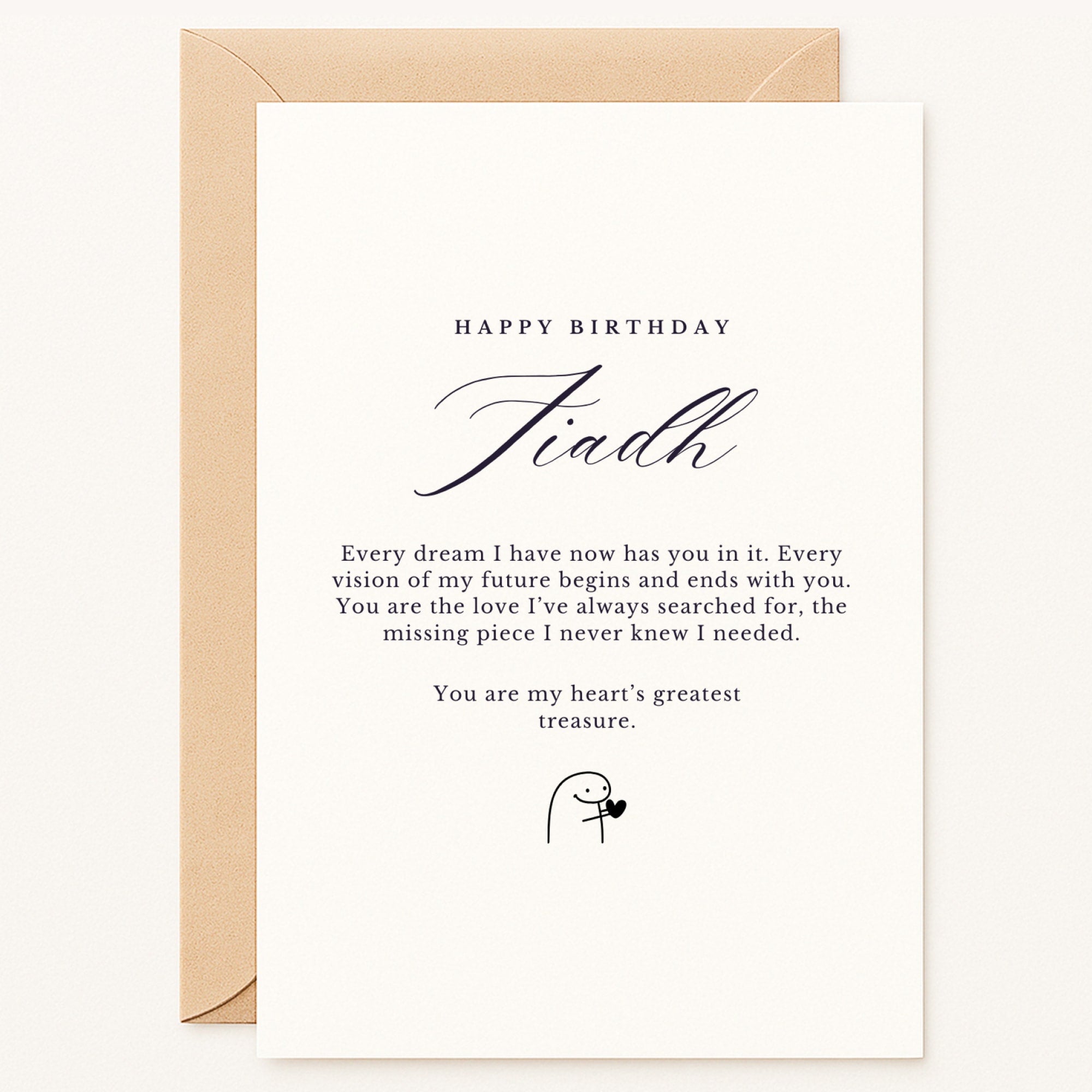 Personalized "Heart's Greatest Treasure" Birthday Card | Custom Name & Romantic Love Message | A6/A5 - Printarelle