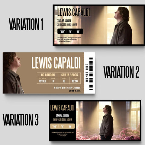 Personalized Lewis Capaldi Concert Ticket – Custom Keepsake - Laminated Ticket