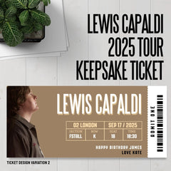Personalized Lewis Capaldi Concert Ticket – Custom Keepsake - Variation 2 / 300gsm Cardstock - Laminated Ticket